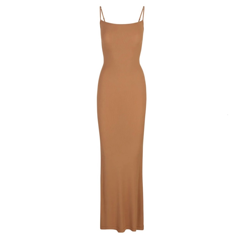 NWT Skims New Ribbed Modal Soft Lounge Long Slip Camel Size S